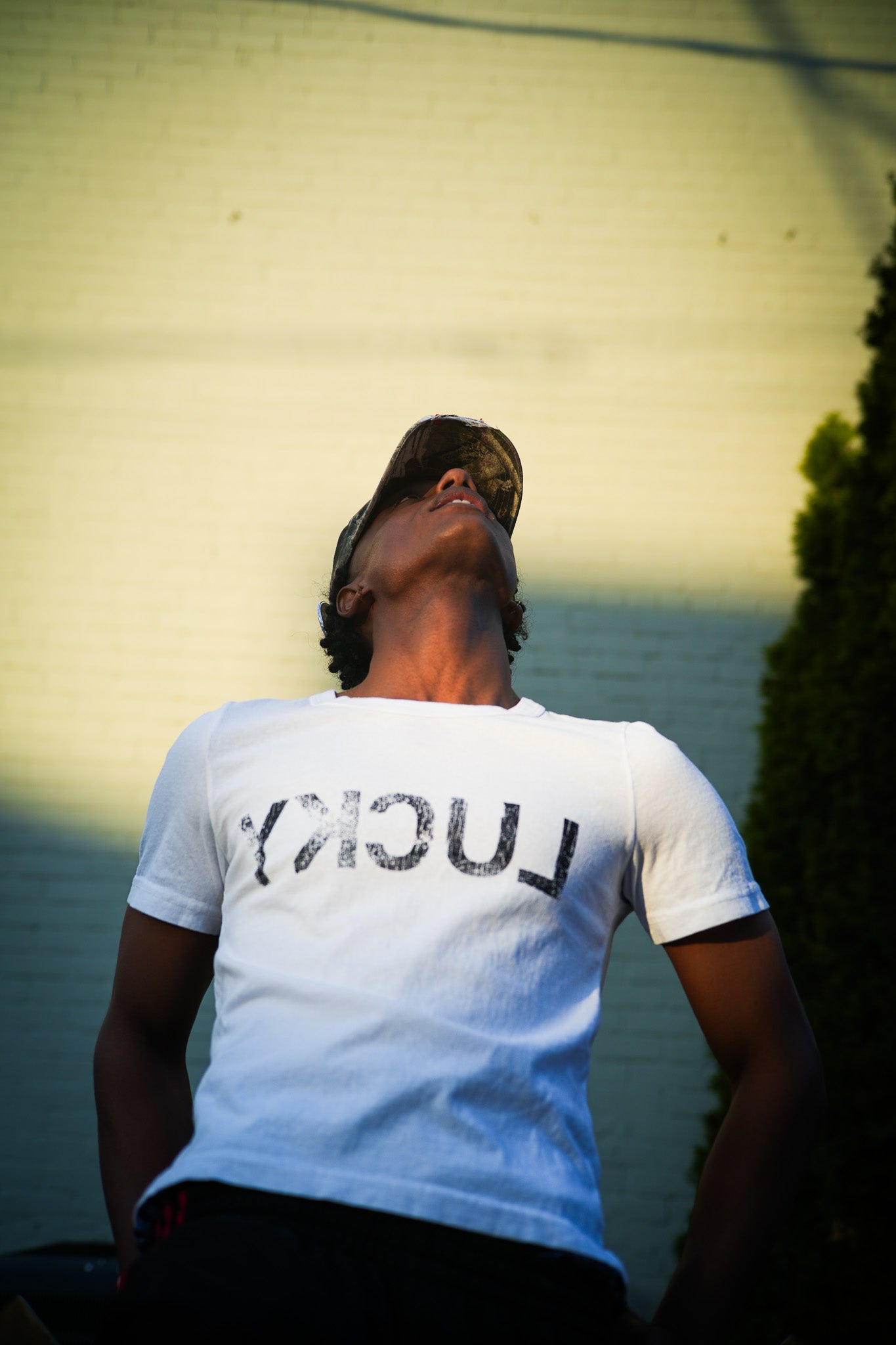 Lucky Tee worn — slim vintage fit — wearable art graphic tee
