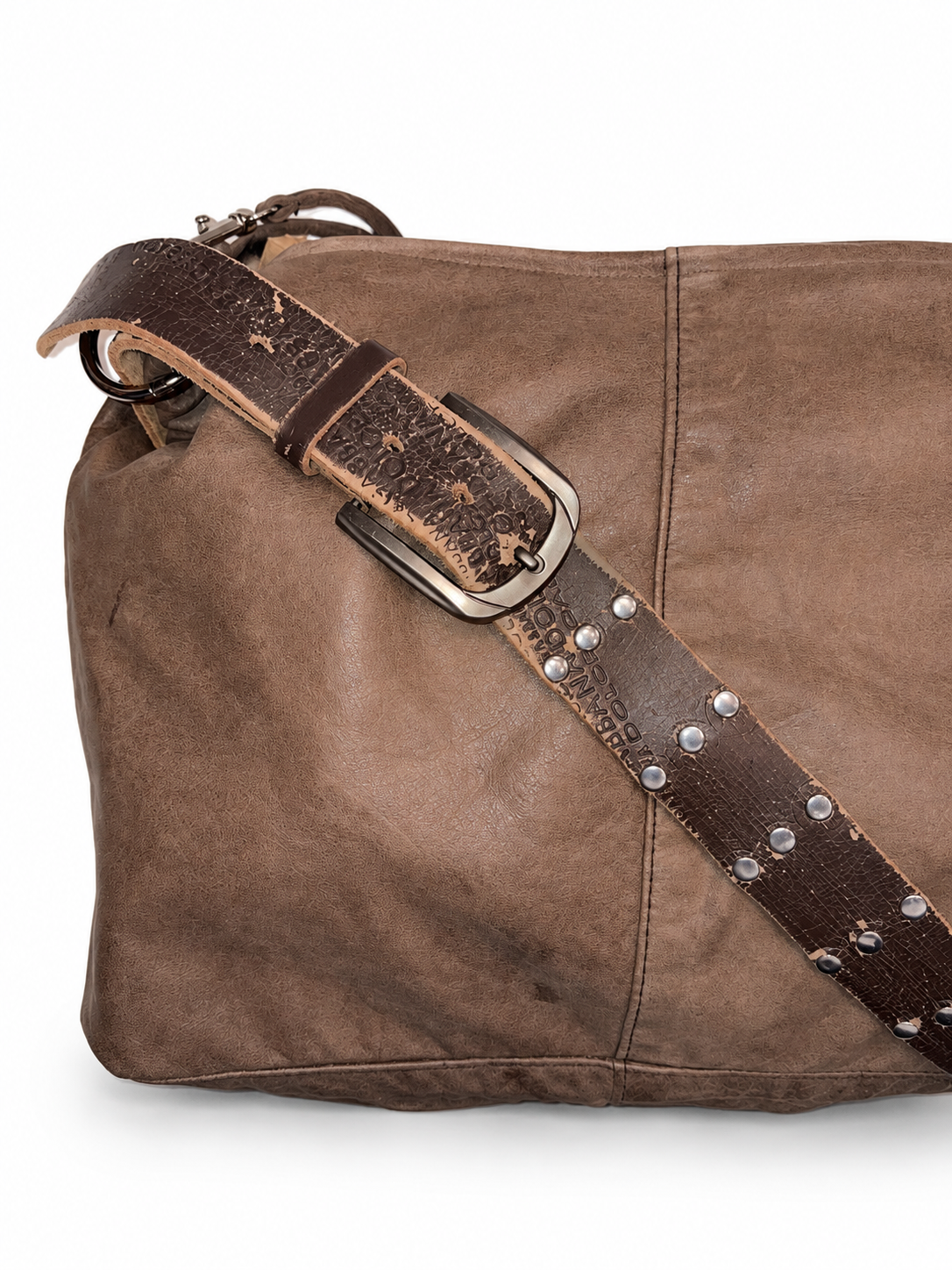 FOREVER LEATHER #19: Brown Studded Belt Shoulder Bag