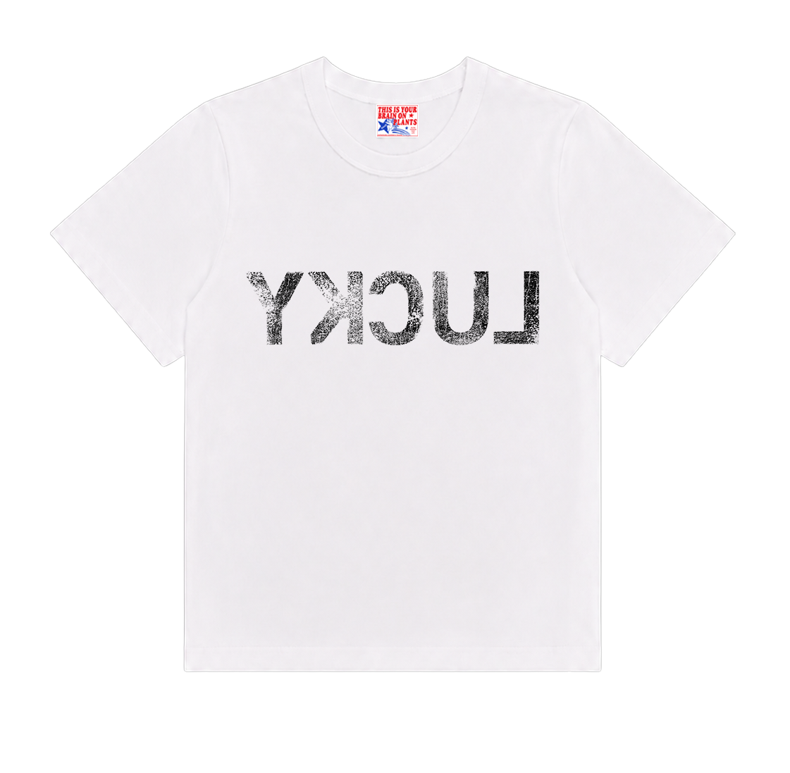 Lucky Tee front — original How To Be Lucky poem print — Brain on Plants