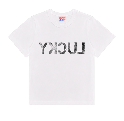 Lucky Tee front — original How To Be Lucky poem print — Brain on Plants