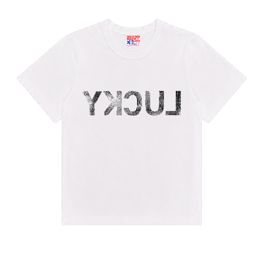 Lucky Tee front — original How To Be Lucky poem print — Brain on Plants